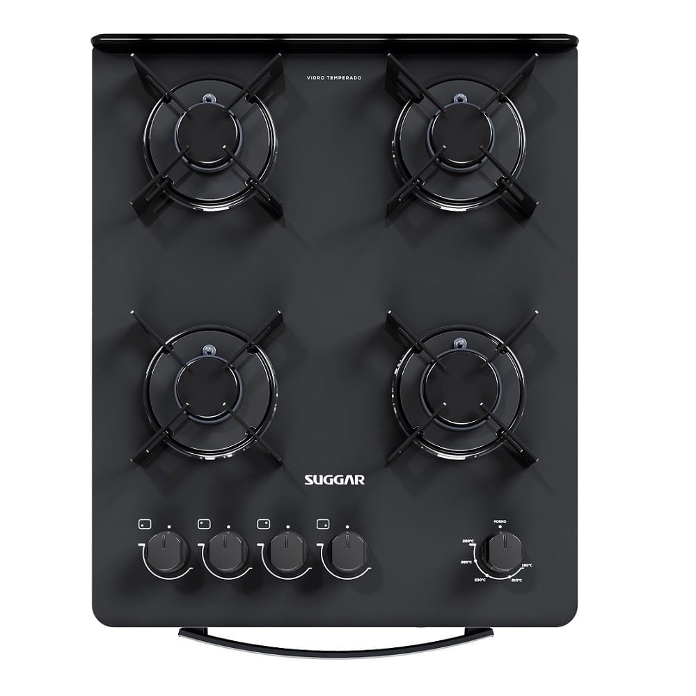 Fogão de Piso Suggar 4 Bocas Mesa de Vidro Neo Max Preto ¿ Bivolt