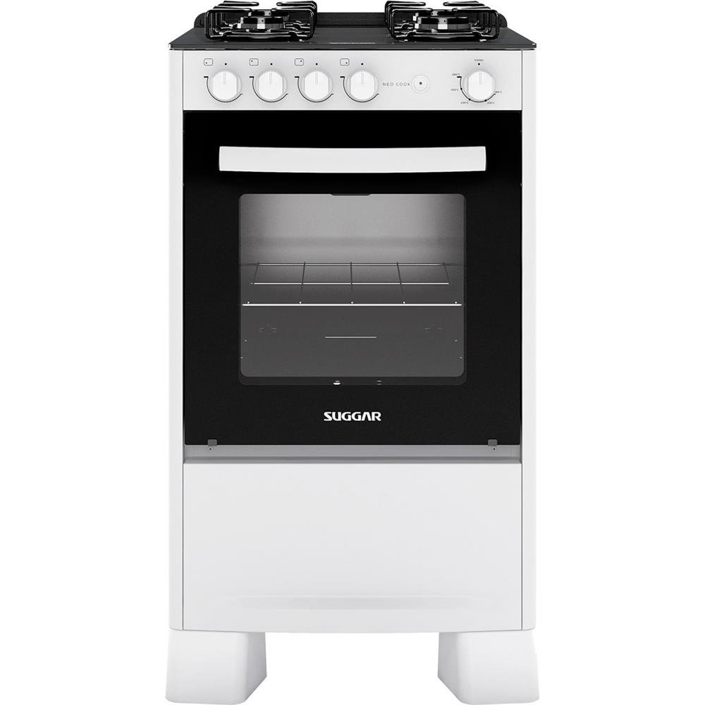 Fogão de Piso Suggar 4 Bocas com Mesa de Vidro BrancoFGV410BR ¿ Bivolt