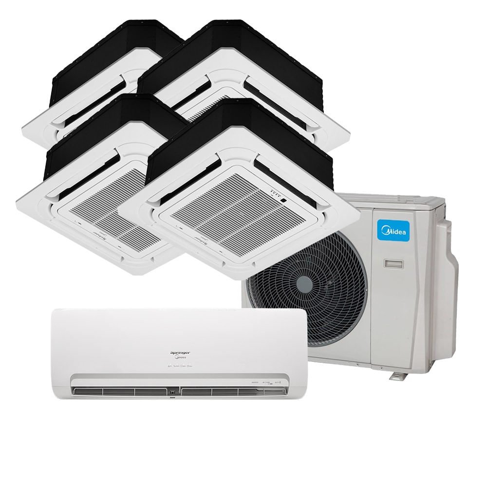 Ar Condicionado Multi Split Inverter Springer Midea 1x9000 e Cassete 4 Vias 2x9000 e 1x12000 e 1x18000 BTU/h Quente e Frio Mono 38MBPA42M5 -