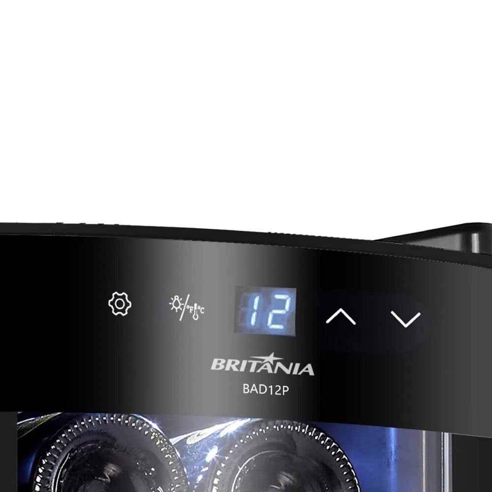 Adega Britânia 12 Garrafas Display Digital e Placa Termoelétrica Preta BAD12P ¿ 220 Volts