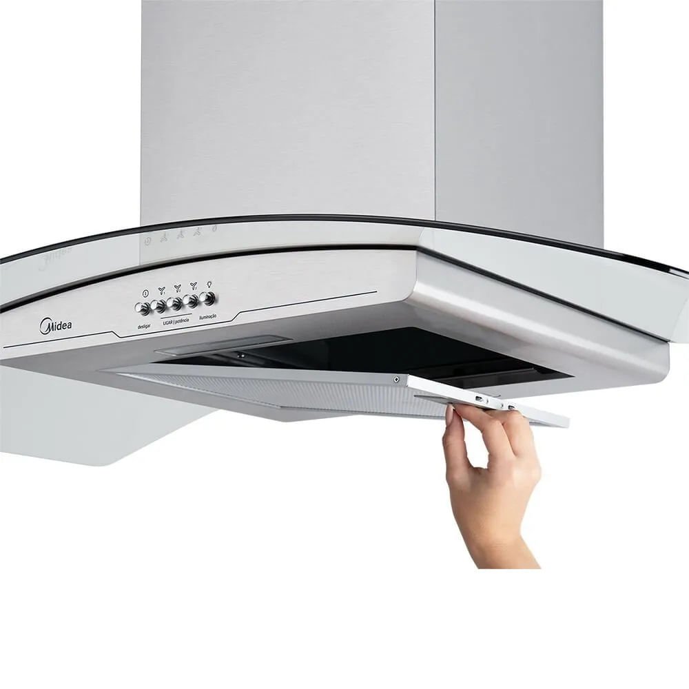 Coifa de Parede Midea 90cm Vidro Inox RGB901 - 127 Volts