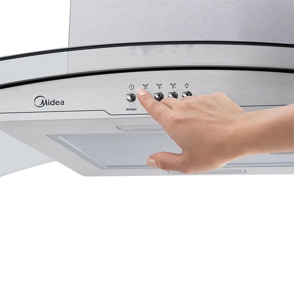 Coifa de Parede Midea 90cm Vidro Inox RGB901 - 127 Volts
