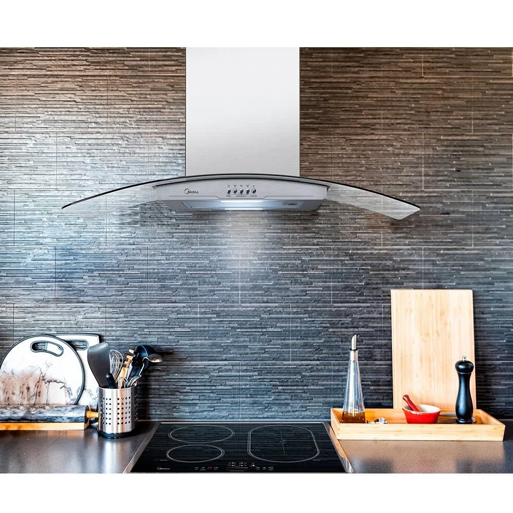 Coifa de Parede Midea 90cm Vidro Inox RGB901 - 127 Volts