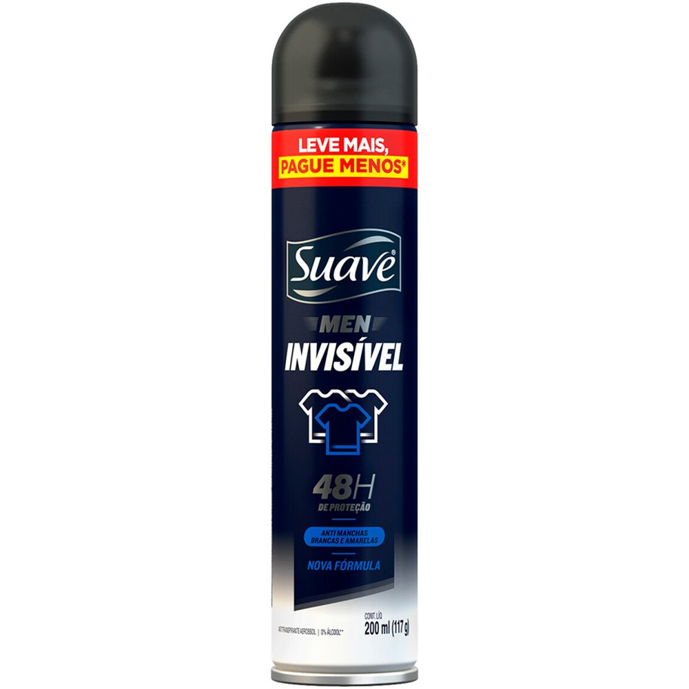 Desodorante Suave Aerosol Masculino Invisible Leve+ Pague- 200ml
