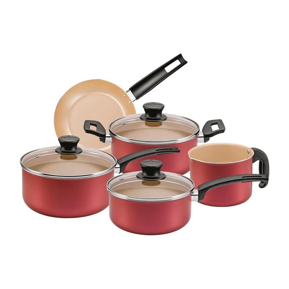 Conjunto Panelas Antiaderente Premium 5 Pçs Panelux Cor Cereja 5002617