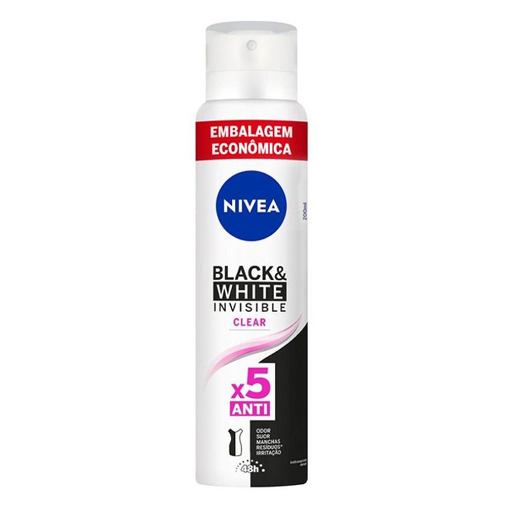 (P)Desodorante Aero Invisible Black&White Clear feminino Embalagem Economica 200ML -Un/1
