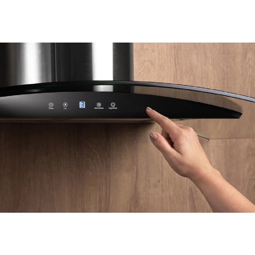 Coifa de parede Fischer Talent Touch 90 cm Vidro Digital - 127 Volts