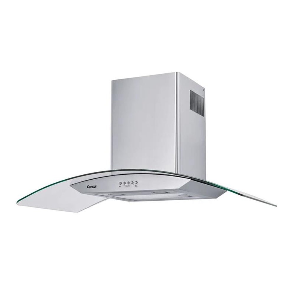Coifa de Parede Consul 90cm 5 e 6 Bocas com Design em Vidro e Aviso Lavar Filtro Inox CAP90AR - 127 Volts
