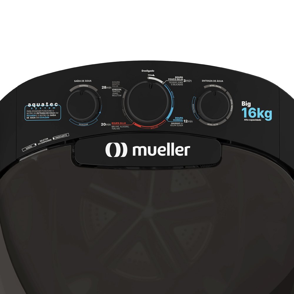 Tanquinho Mueller 16kg Big Aquatec Preto - 220V