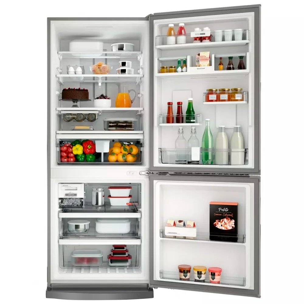 Geladeira/Refrigerador Brastemp 443 Litros BRE57AK, Frost Free, 2 Portas, Inverse, com Turbo Ice, Inox, 110V