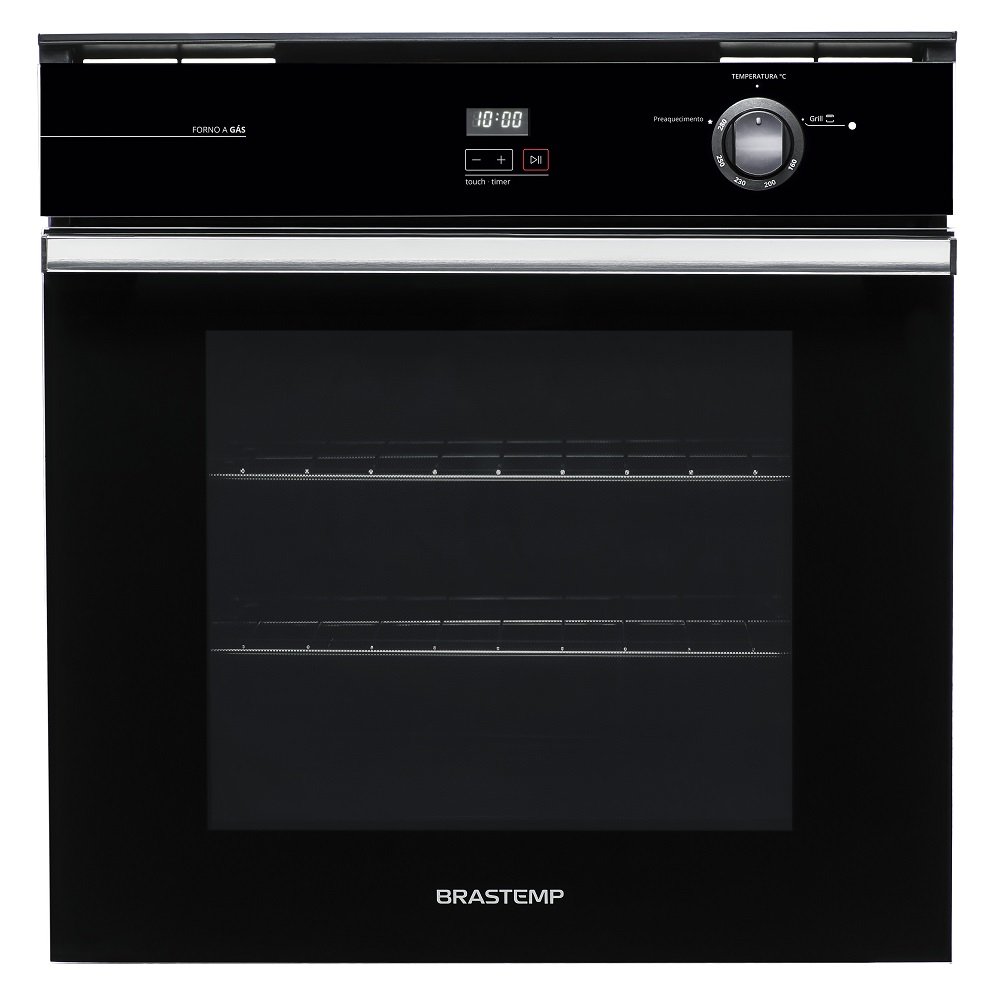 Forno de Embutir a Gás Brastemp 78 litros Preto com Grill e Timer Touch - BOA84AE 220V