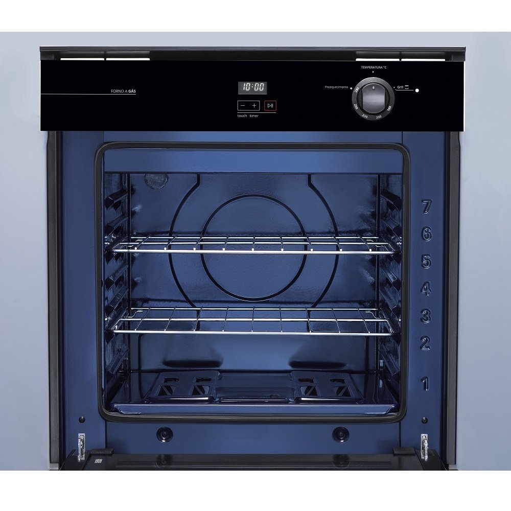 Forno de Embutir a Gás Brastemp 78 litros Preto com Grill e Timer Touch - BOA84AE 220V