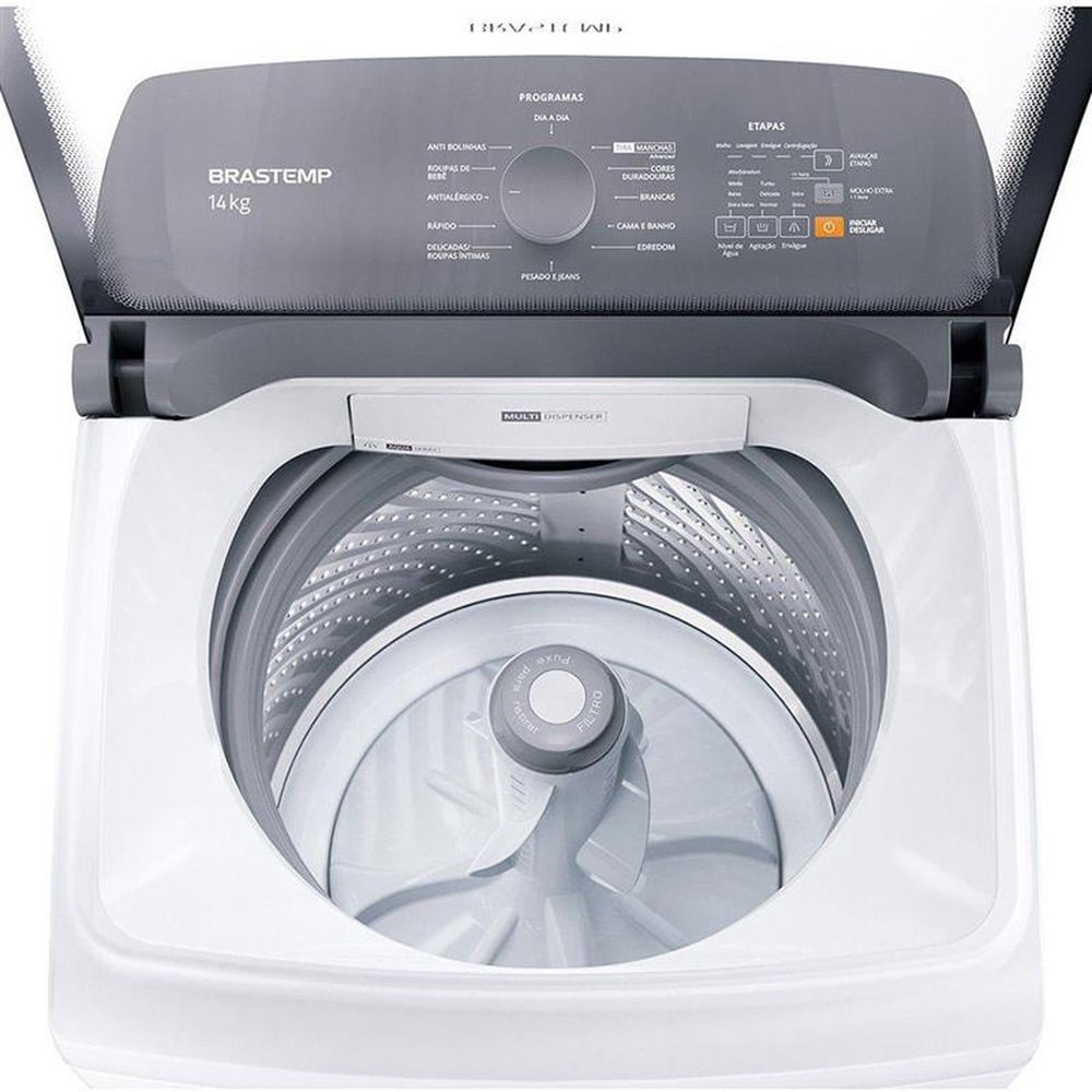 Lavadora de Roupas Brastemp 14 Kg com Ciclo Tira Manchas Advanced e Ciclo Antibolinha Branca BWK14AB ¿ 127 Volts