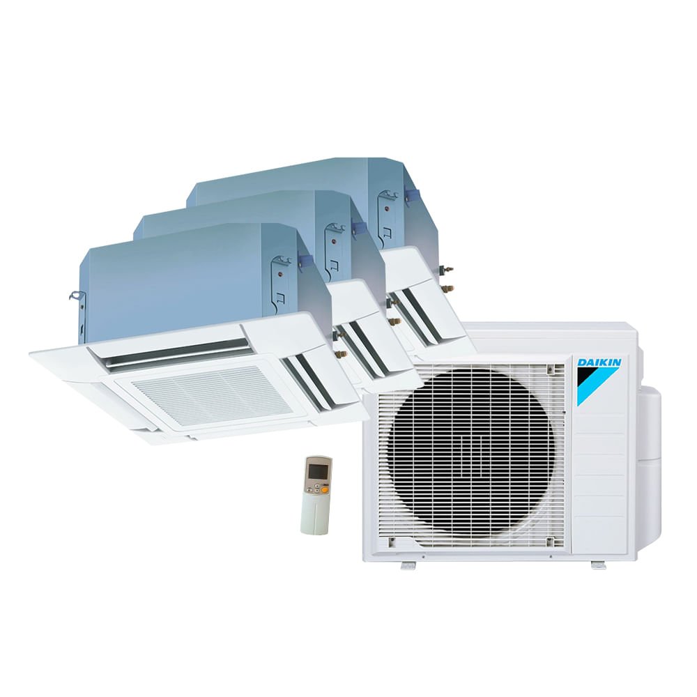 Ar Condicionado Multi Split Cassete 4 Vias Inverter Daikin 1x12000 + 2x18000 BTU/h Quente e Frio Monofásico 4MXS28PMVM - 220 Volts Ar