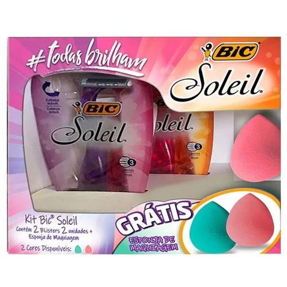 Aparelho Barbear Bic 1X4 Soleil + Esponja Maquiagem