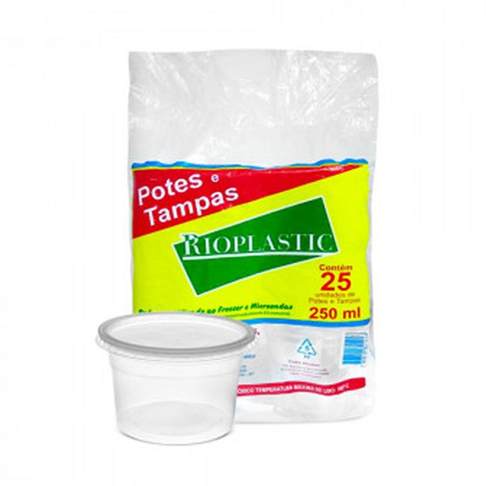 Pote 200Ml Com Tampa Rioplastic Com 25Und - ( 20 )