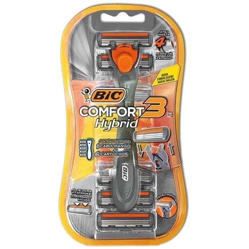 Aparelho De Barbear Bic Comfort 3 Hybrid C/6 Cartela-Caixa/72