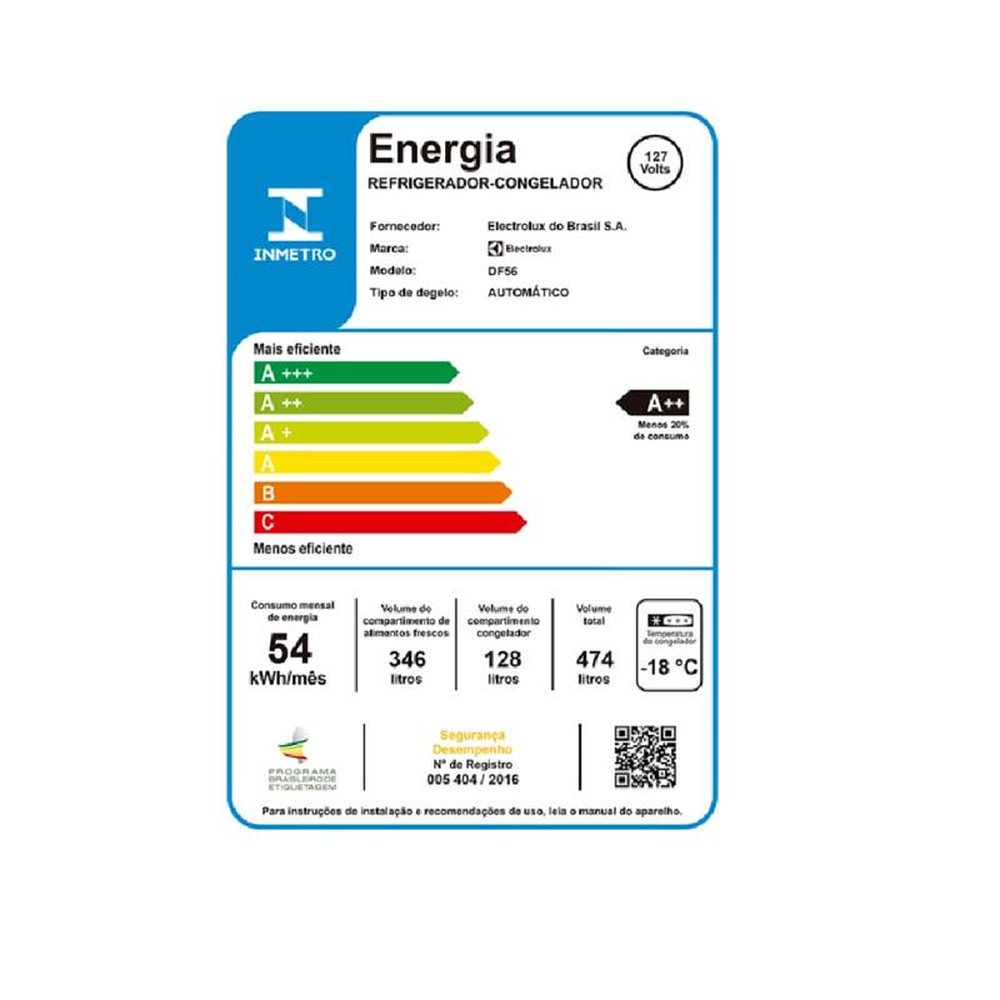 Refrigerador Electrolux Frost Free 474 Litros Top Freezer Branco DF56 ¿ 127 Volts