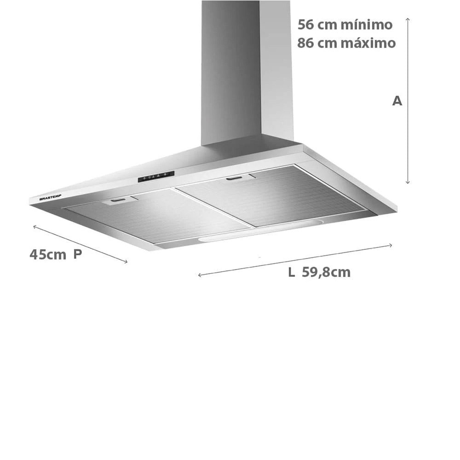 Coifa Brastemp Pirâmide Parede 60Cm Com Duplo Filtro Inox Bai60br ¿ 220 Volts