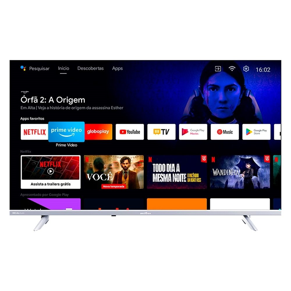 Smart TV LED 40" Britânia BTV40E3AAGSSGBLF Full HD HDR - com Wi-Fi, 2 USB, 2 HDMI, Dolby Audio, 60Hz