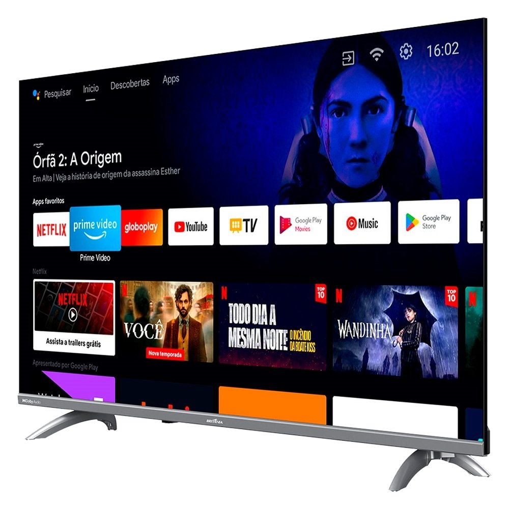 Smart TV LED 40" Britânia BTV40E3AAGSSGBLF Full HD HDR - com Wi-Fi, 2 USB, 2 HDMI, Dolby Audio, 60Hz
