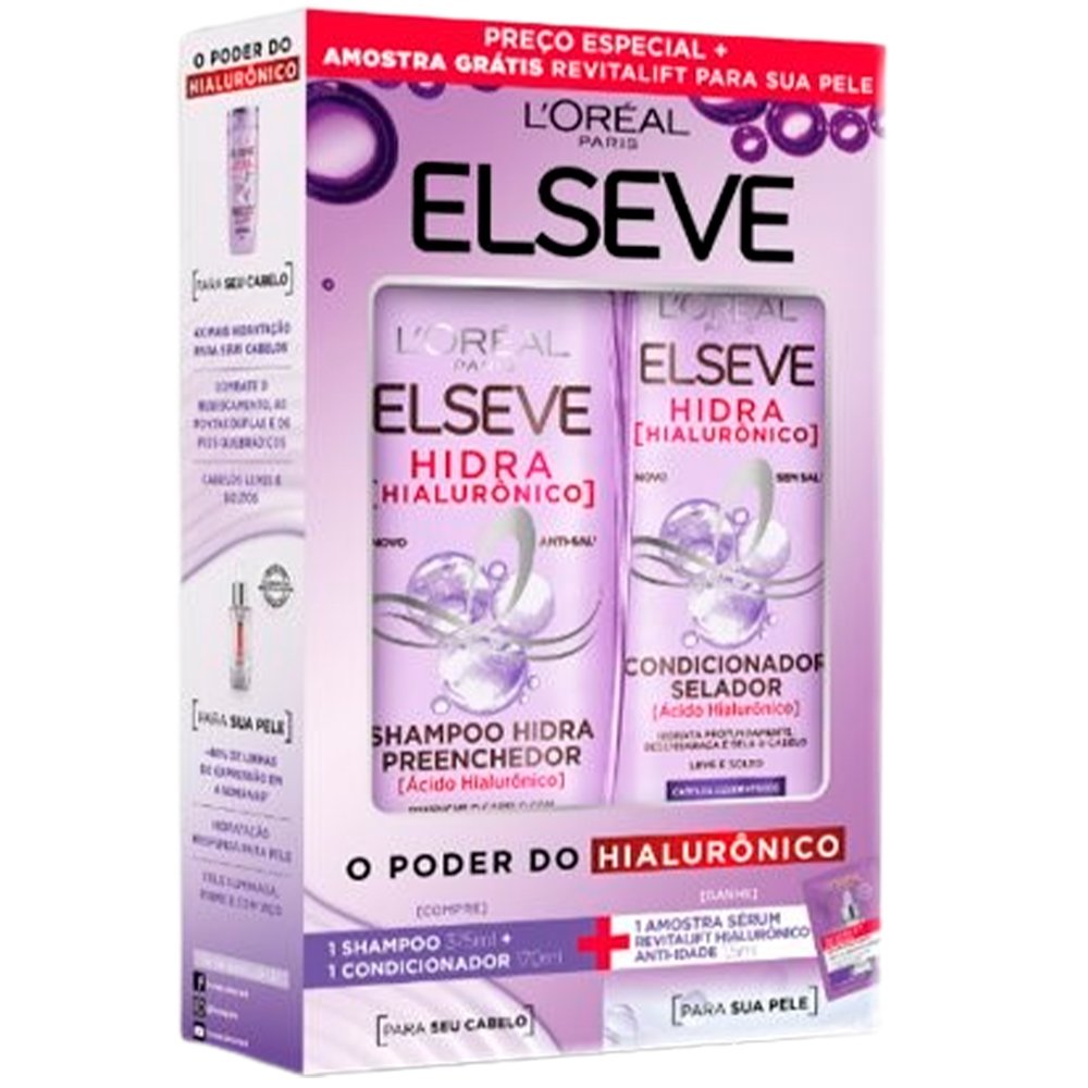 Shampoo 375ml E Condicionador 170ml Elseve Hidra Hialuronico Gts Sache Serum