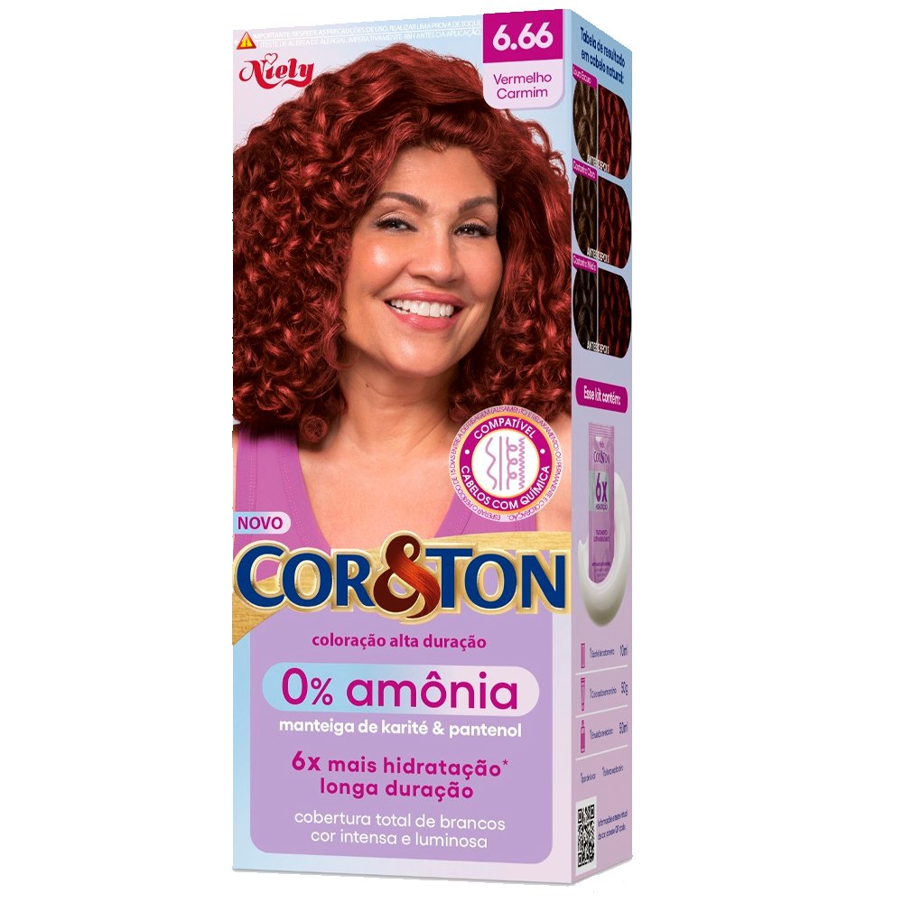 Tintura Cor & Ton Sem Amonia 6.66 Vermelho Carmin