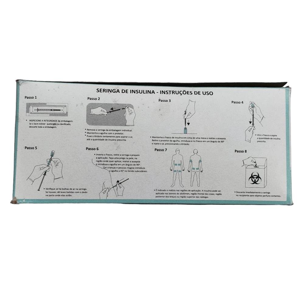 Seringa Descartavel 1ml Com Agulha 13x4.5 Insulina Caixa Com 100 Unidades Tkl