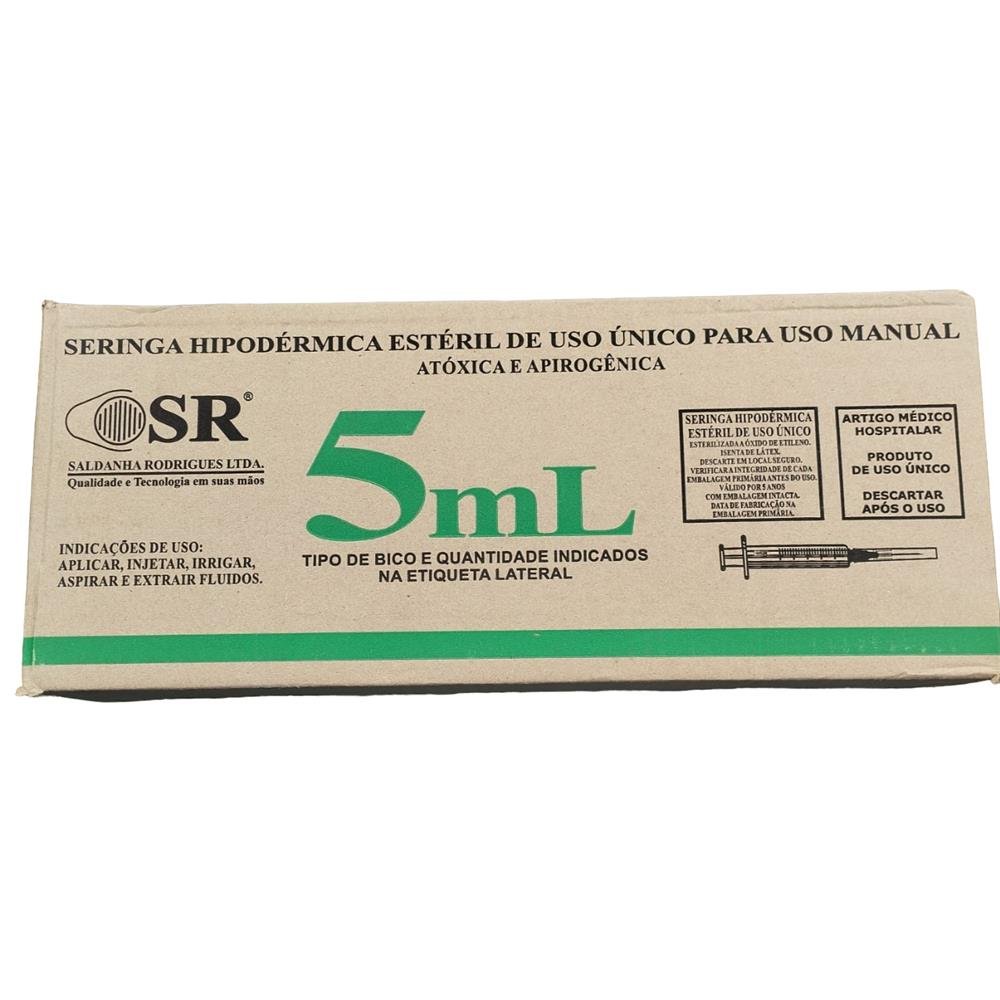 Seringa Descartavel 5ml Com Agulha Caixa Com 100 Unidades Sr