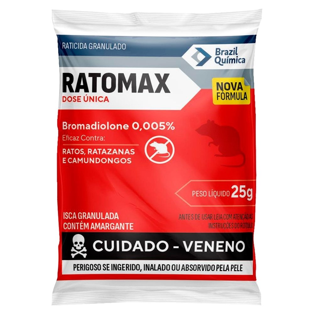 Raticida Ratomax Granulado Econômico 25g  Brazil Química - Embalagem com 150 Unidades