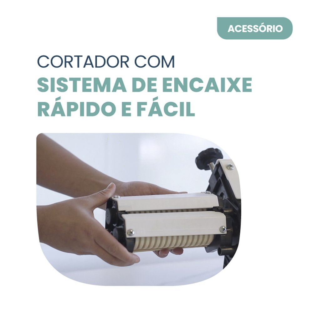 Cilindro Laminador de Massa Anodilar 28cm com Cortador Elétrico Branco -  220V