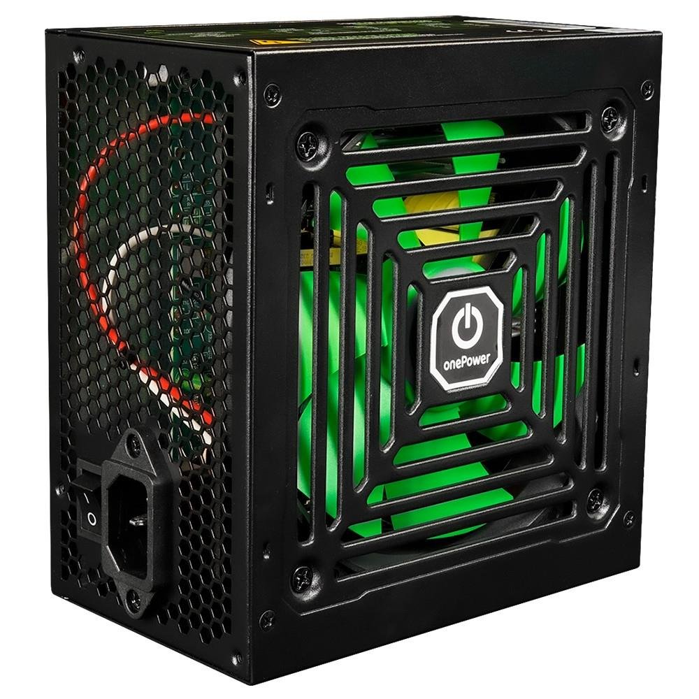 Fonte 500W One Power, ATX, Bivolt Automático, PFC Ativo, Preto e Verde, MP-500-OPASW