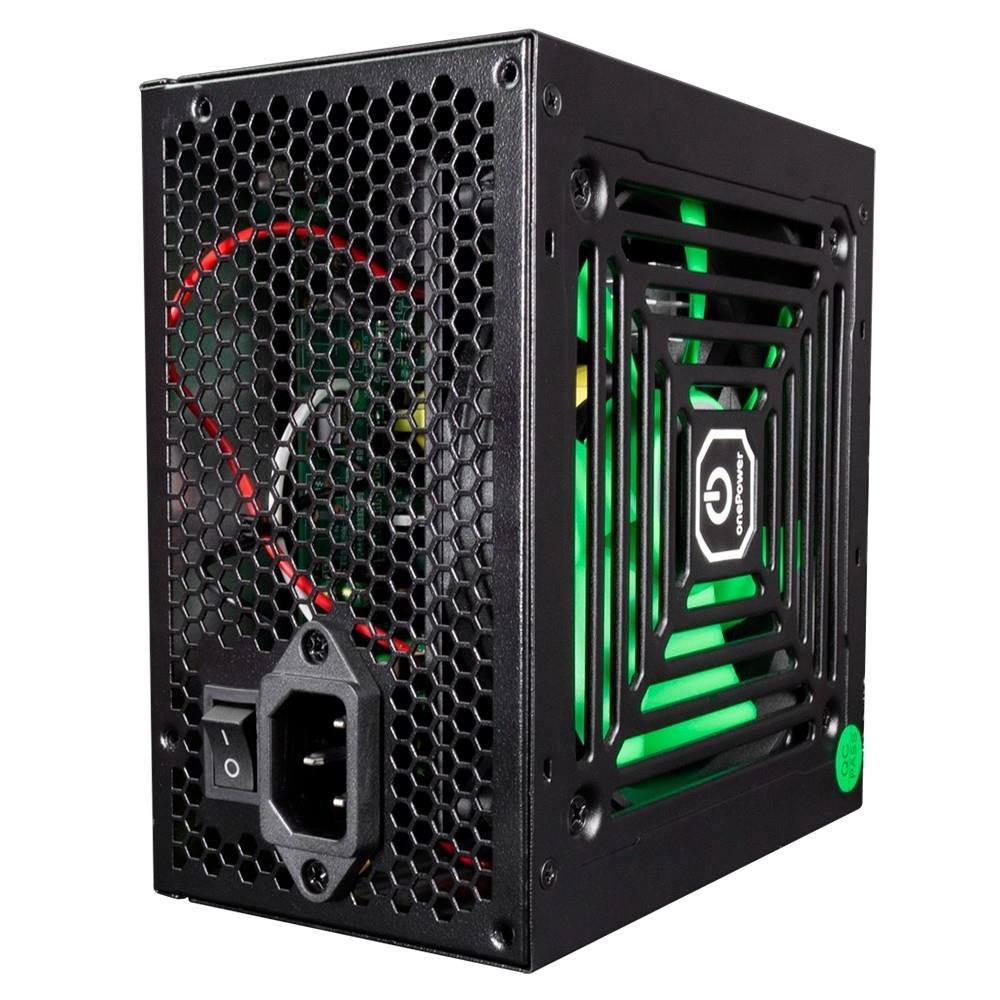 Fonte 500W One Power, ATX, Bivolt Automático, PFC Ativo, Preto e Verde, MP-500-OPASW
