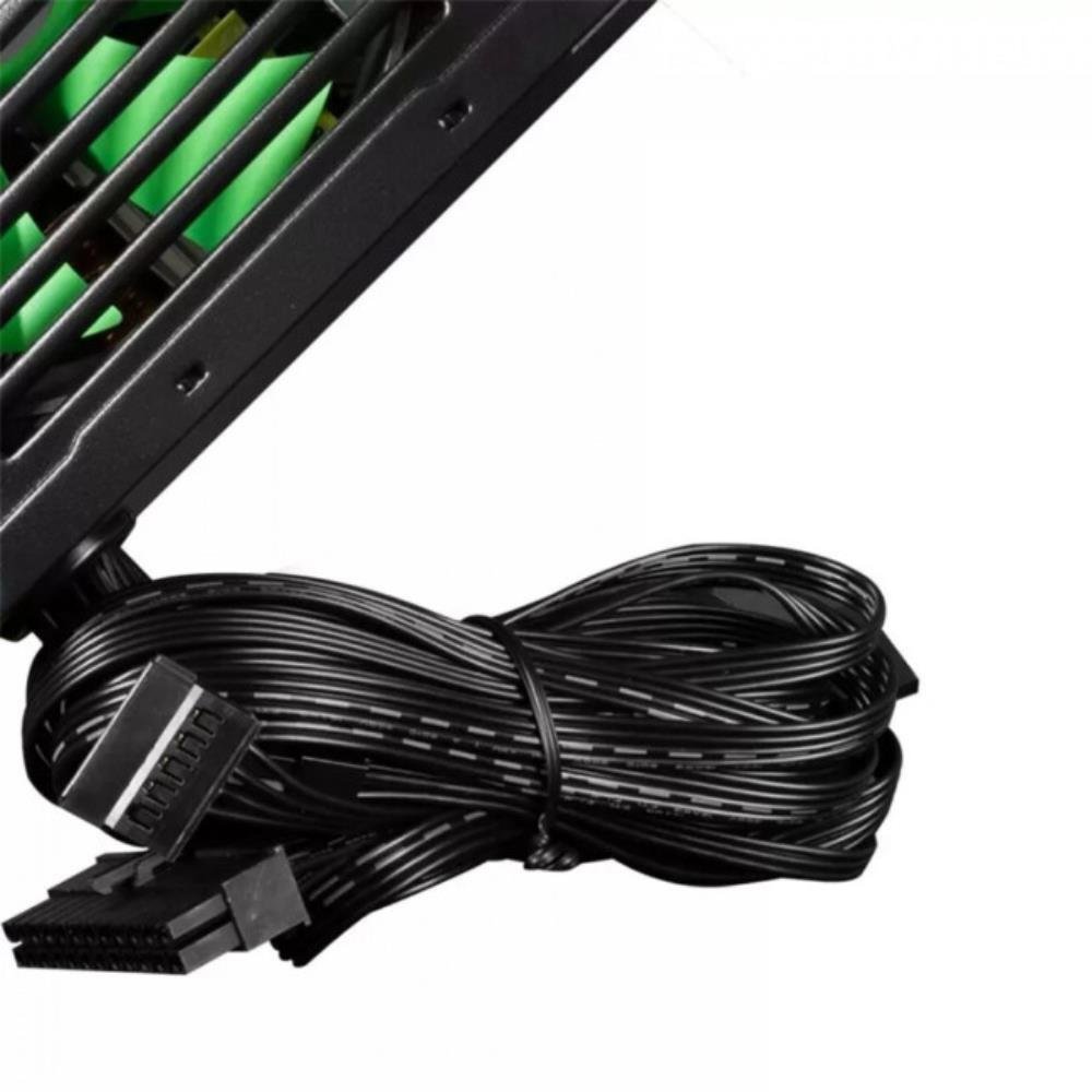 Fonte 600W One Power, ATX, Bivolt Automático, PFC Ativo, Preto e Verde, MP-600-OPASW