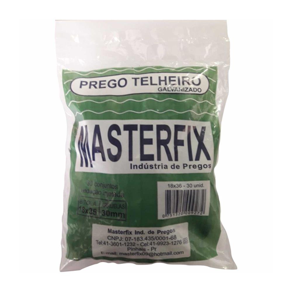 Prego Telheiro Retorcido 18X36 30X30un Masterfix