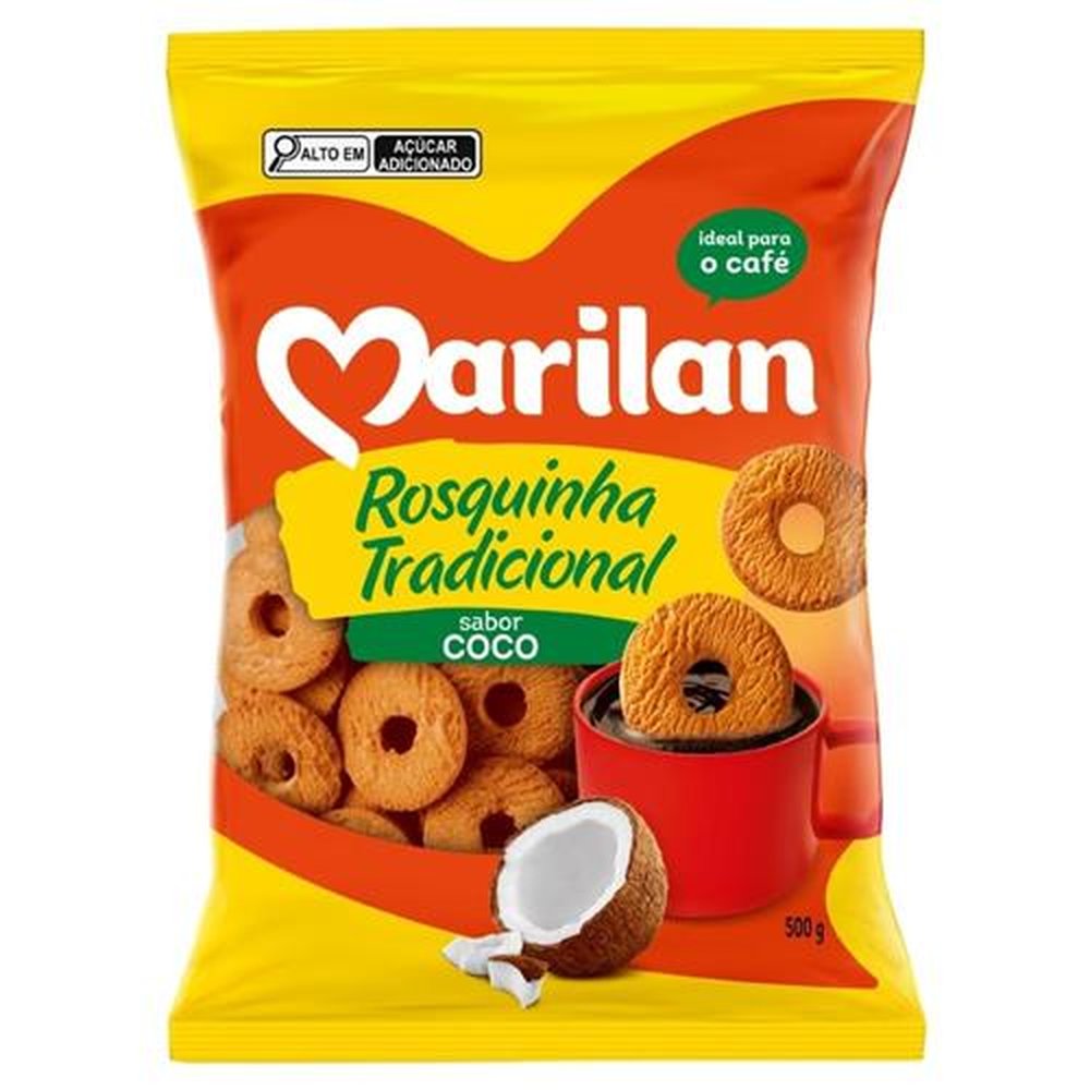 Biscoito Marilan Rosquinha Tradicional Coco 500g - Embalagem com 20 Unidades