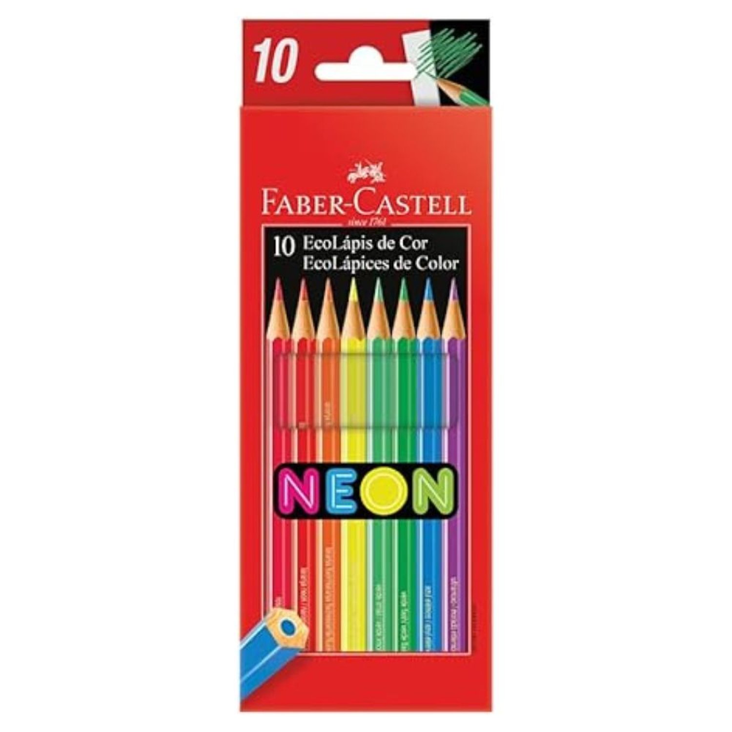 Ecolapis de Cor Faber-castell Cores Neon Estojo Com 10 Cores Multicor 120410n