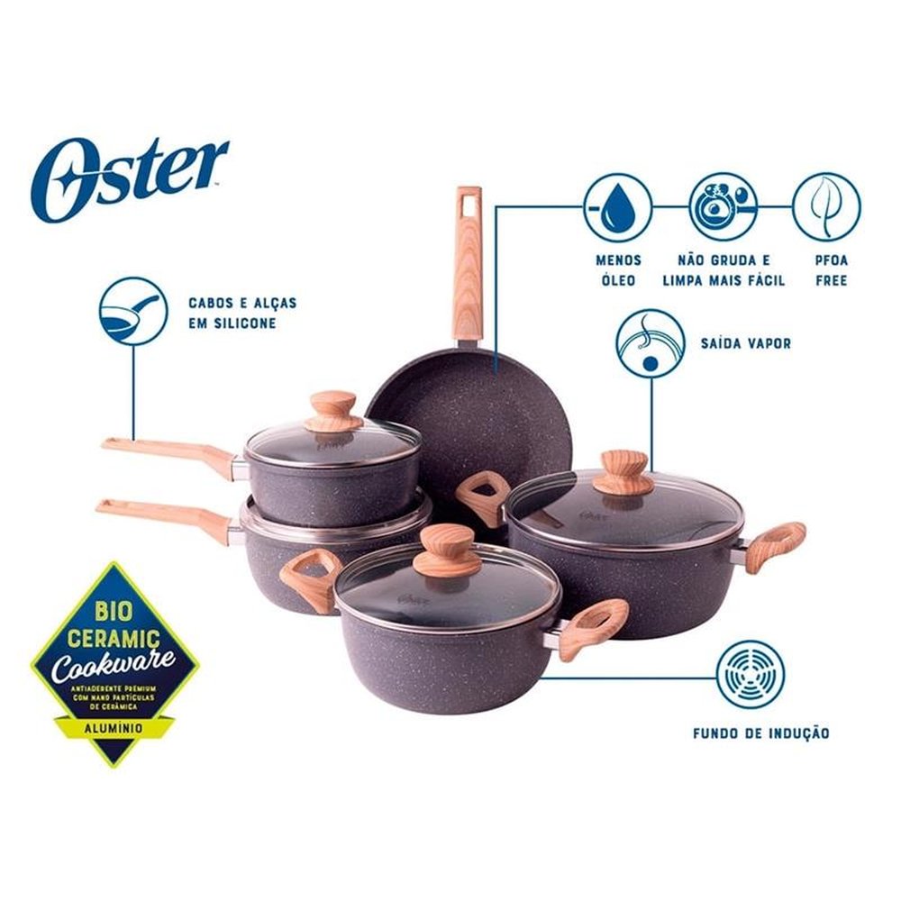 Jogo de Panela Oster Marble Edition Cinza Escuro