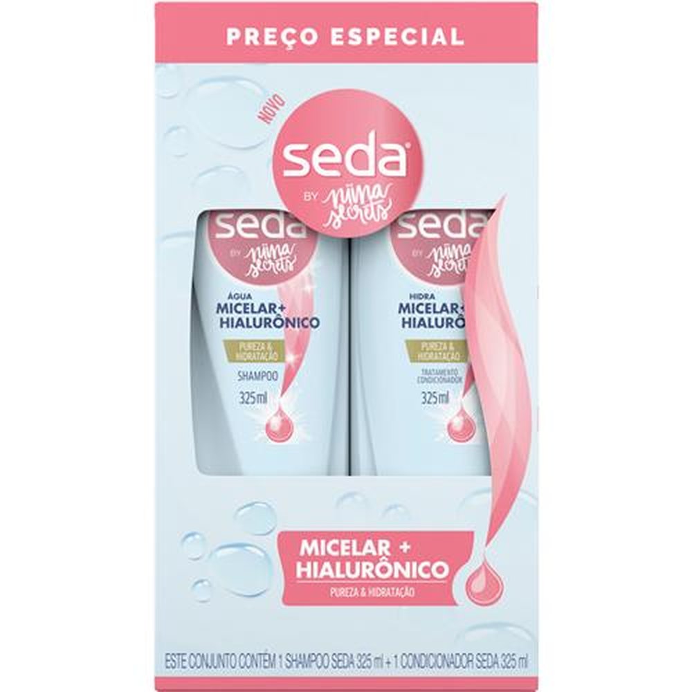 Shampoo 325ml E Condicionador 325ml Seda Agua Micelar E Acido Hialuronico