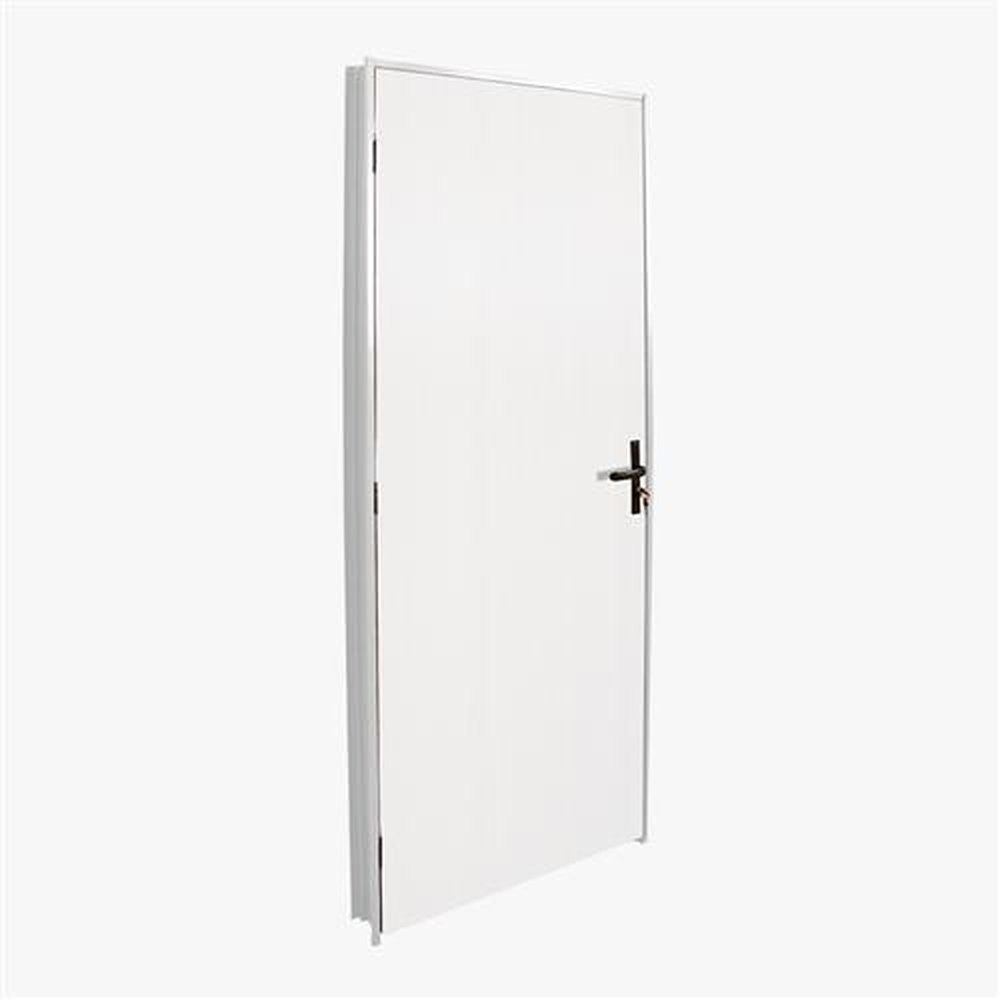 Porta prensada modelo clm branca 90x210 com batente aço branco (120) abertura direita