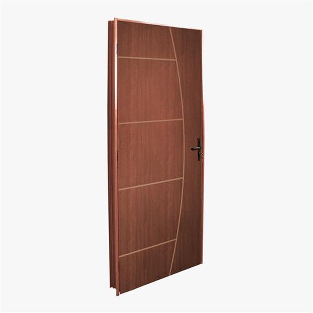 Porta prensada modelo clm mogno desenho 01 70x210 com batente aço mogno (120) abertura esquerda