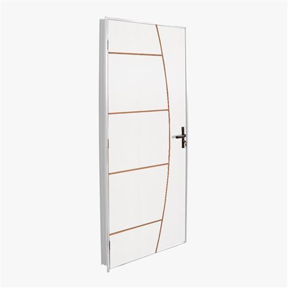 Porta prensada modelo clm branca desenho 01 80x210 com batente aço branco (120) abertura direita