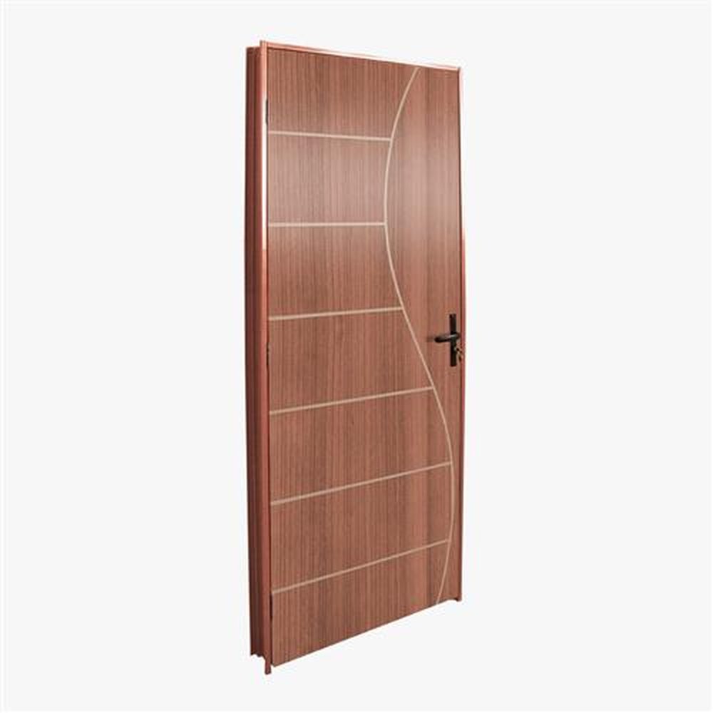 Porta prensada modelo clm mogno desenho 02 60x210 com batente aço mogno (120) abertura direita