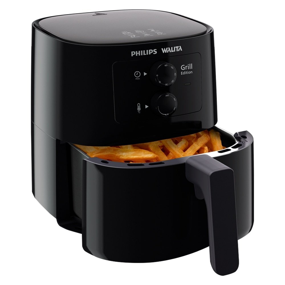 Fritadeira Air-Fryer  Philips Walita Grill Edition 4,1 Litros HD9202 - Desligamento Automático, 12 em 1, Preto 220V