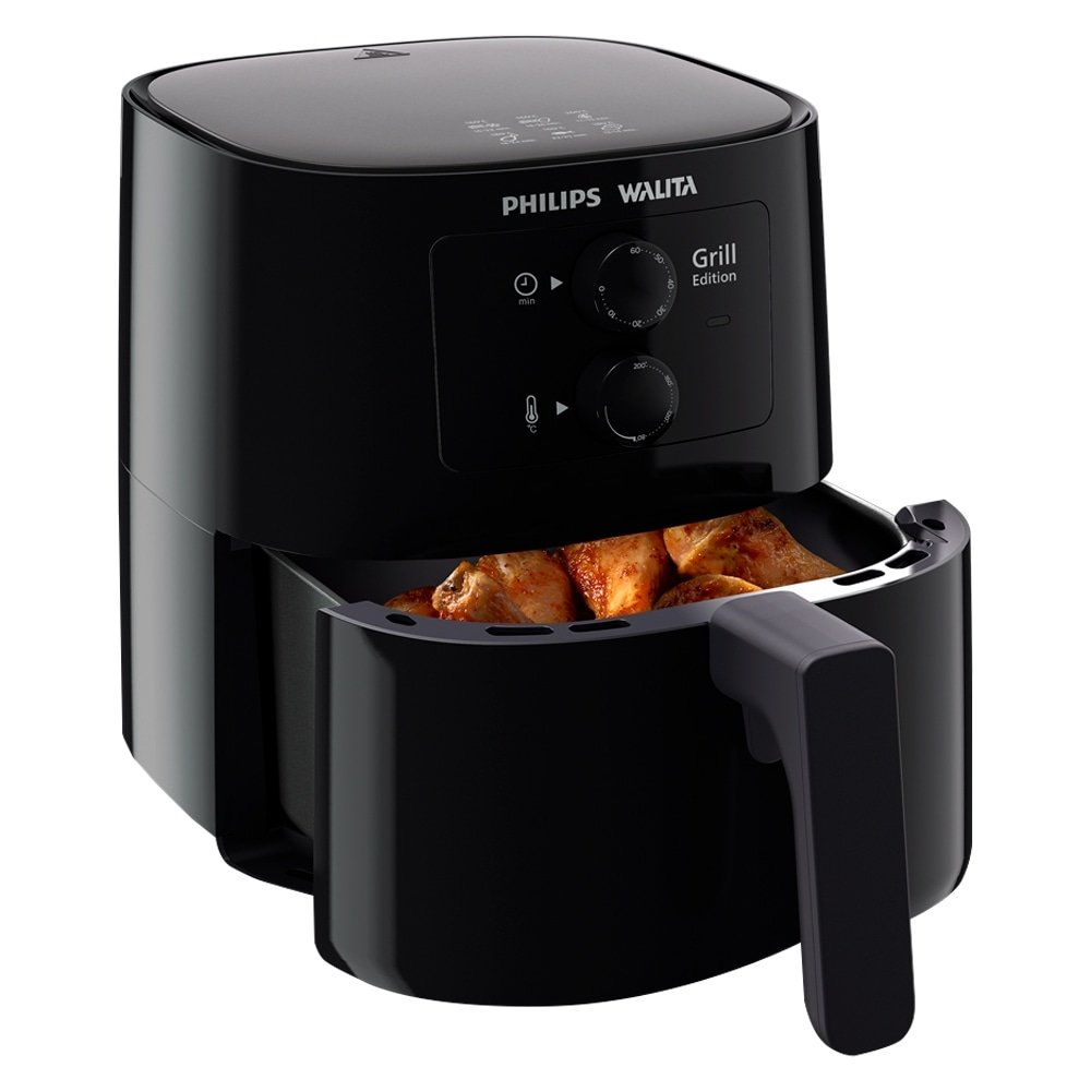 Fritadeira Air-Fryer  Philips Walita Grill Edition 4,1 Litros HD9202 - Desligamento Automático, 12 em 1, Preto 220V