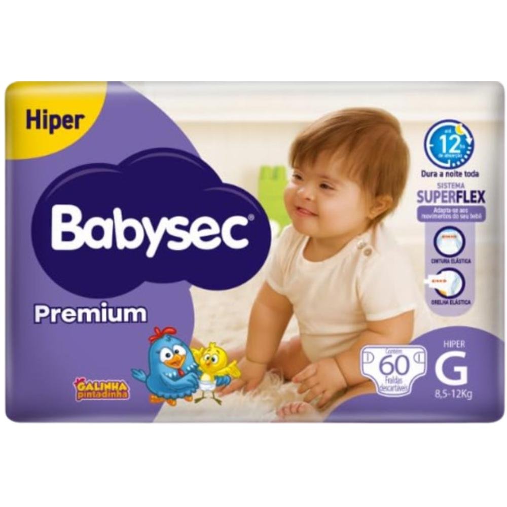 Fralda Babysec Premium Hiper G 60 Unidades