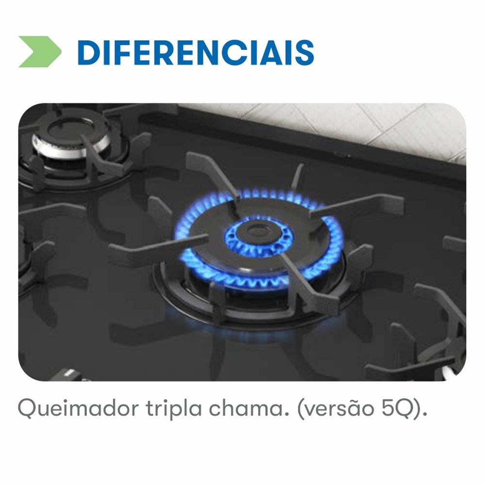 Fogão de Piso Itatiaia 5 Bocas Itaglass Plus | Mesa de Vidro, Acendimento Automático, Preto, Bivolt