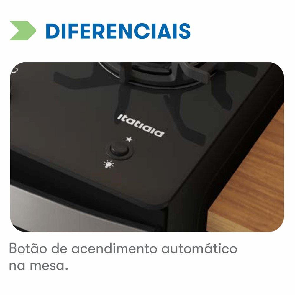 Fogão de Piso Itatiaia 5 Bocas Itaglass Plus | Mesa de Vidro, Acendimento Automático, Preto, Bivolt