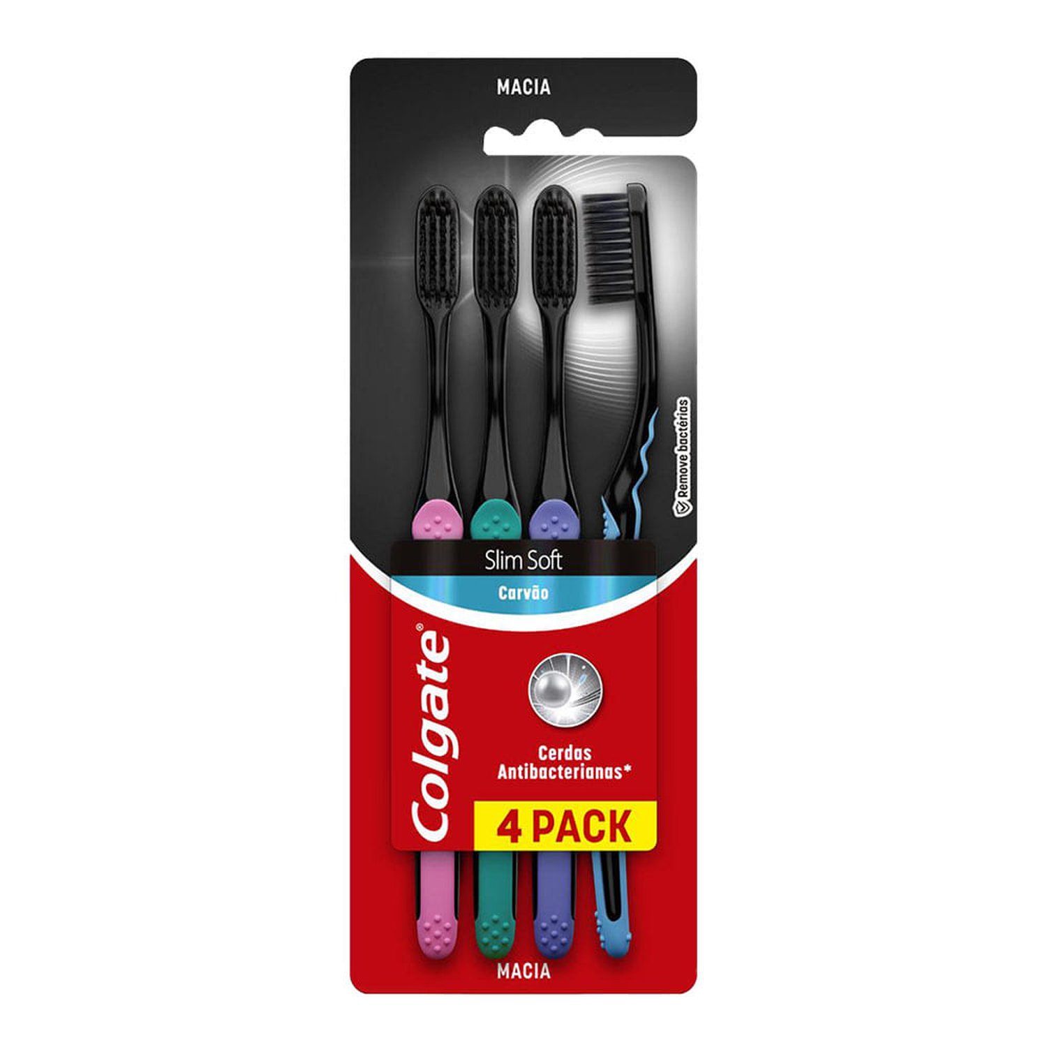 Escova De Dentes Colgate Slim Soft Black Com 4