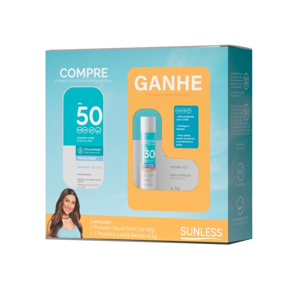 Protetor Facial Sunless FPS50 60g + Protetor Labial FPS30 4,5g
